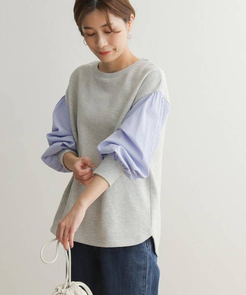URBAN RESEARCH DOORS（アーバンリサーチドアーズ）の「袖布帛ドッキングプルオーバー（Tシャツ/カットソー・レディース・アイボリー/グレー系その他・MEDIUM）」の20枚目の写真
