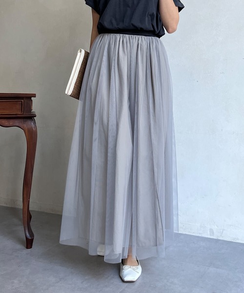 Chez toi(シェトワ)の「チュール×タフタリバーシブルスカート(スカート・レディース・グレイッシュベージュ/アイボリー/ブラック・FREE)」の8枚目の写真