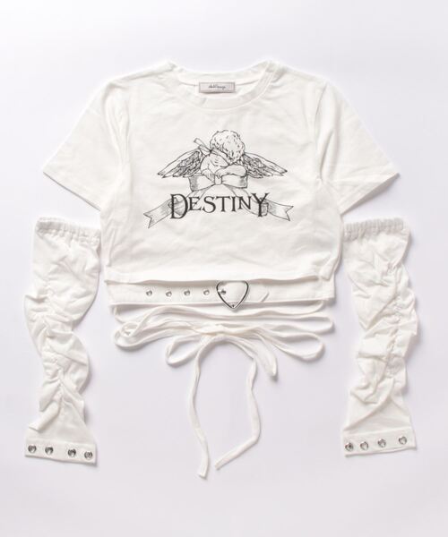 Ank Rouge(アンクルージュ)の「天使プリントぐるぐるTE(Tシャツ/カットソー・レディース・ブラック/ホワイト/ブルー・M)」の2枚目の写真