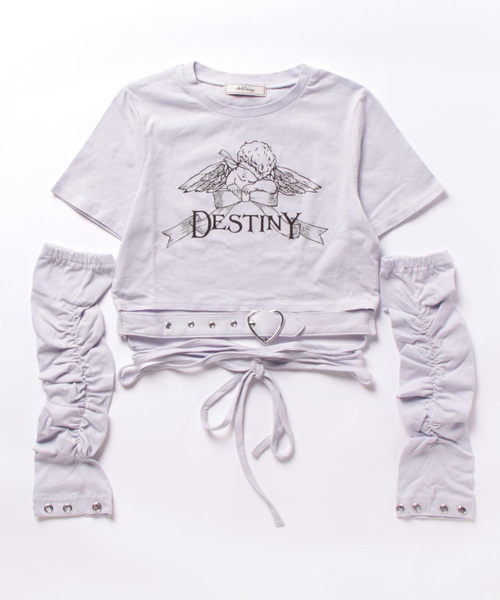 Ank Rouge(アンクルージュ)の「天使プリントぐるぐるTE(Tシャツ/カットソー・レディース・ブラック/ホワイト/ブルー・M)」の1枚目の写真