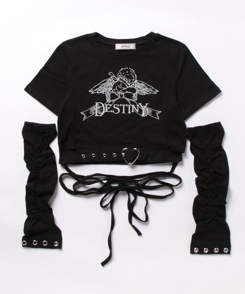 Ank Rouge(アンクルージュ)の「天使プリントぐるぐるTE(Tシャツ/カットソー・レディース・ブラック/ホワイト/ブルー・M)」の3枚目の写真