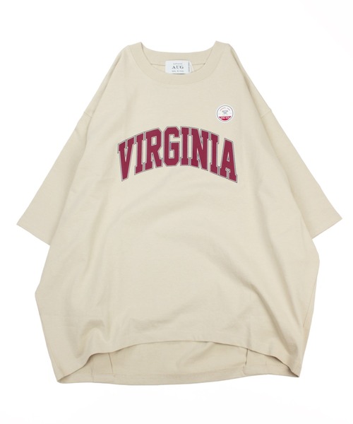AUG（オーグ）の「AUG カレッジロゴ 変形 Tee（Tシャツ/カットソー・レディース・オフホワイト/ブラック/グレイッシュベージュ/グリーン系/ピンク系/イエロー系・FREE）」の7枚目の写真