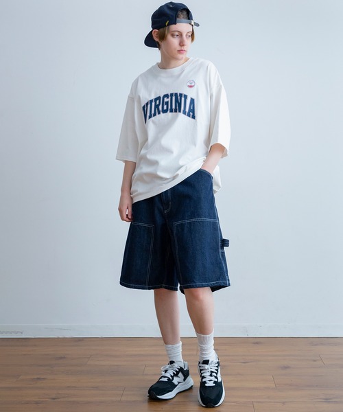AUG（オーグ）の「AUG カレッジロゴ 変形 Tee（Tシャツ/カットソー・レディース・オフホワイト/ブラック/グレイッシュベージュ/グリーン系/ピンク系/イエロー系・FREE）」の14枚目の写真