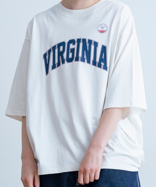 AUG（オーグ）の「AUG カレッジロゴ 変形 Tee（Tシャツ/カットソー・レディース・オフホワイト/ブラック/グレイッシュベージュ/グリーン系/ピンク系/イエロー系・FREE）」の15枚目の写真