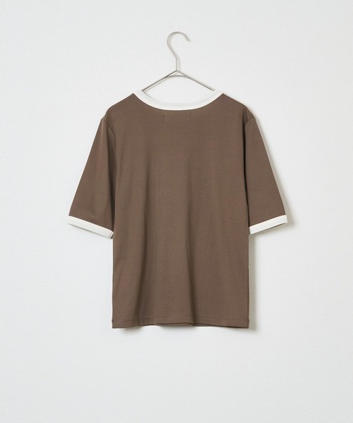 audrey and john wad（オードリーアンドジョンワッド）の「【Audrey and John Wad】オーガニックコットンリンガーTシャツ -手洗い可-（Tシャツ/カットソー・レディース・モカ/ホワイト/グレイッシュブルー/ブラック・FREE）」の6枚目の写真