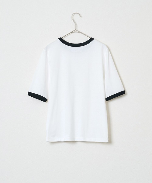 audrey and john wad（オードリーアンドジョンワッド）の「【Audrey and John Wad】オーガニックコットンリンガーTシャツ -手洗い可-（Tシャツ/カットソー・レディース・モカ/ホワイト/グレイッシュブルー/ブラック・FREE）」の20枚目の写真