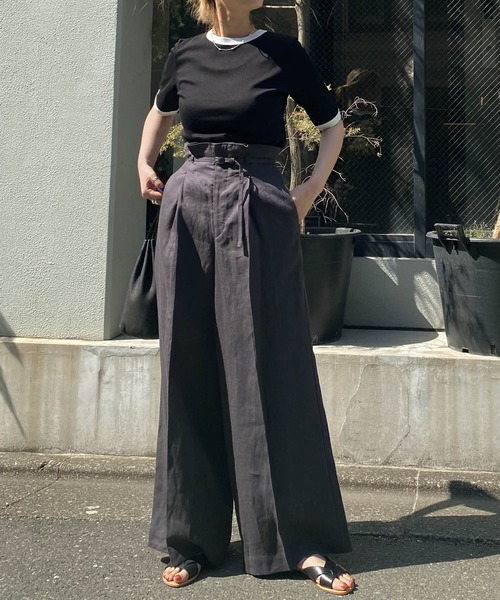 audrey and john wad（オードリーアンドジョンワッド）の「【Audrey and John Wad】オーガニックコットンリンガーTシャツ -手洗い可-（Tシャツ/カットソー・レディース・モカ/ホワイト/グレイッシュブルー/ブラック・FREE）」の16枚目の写真