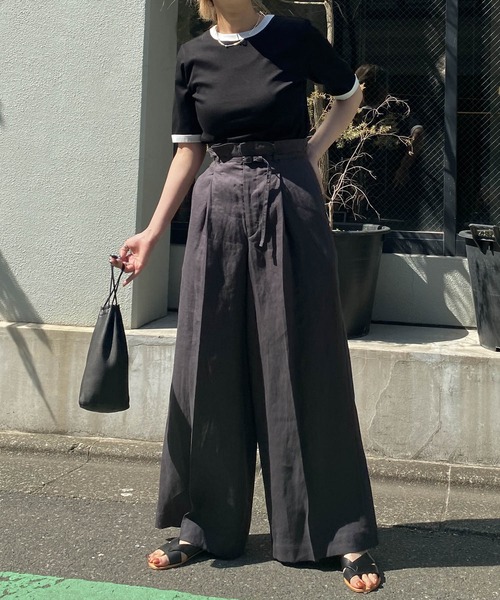 audrey and john wad（オードリーアンドジョンワッド）の「【Audrey and John Wad】オーガニックコットンリンガーTシャツ -手洗い可-（Tシャツ/カットソー・レディース・モカ/ホワイト/グレイッシュブルー/ブラック・FREE）」の17枚目の写真