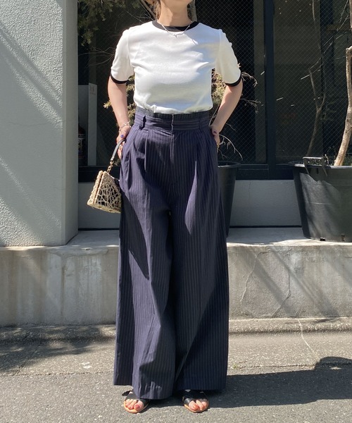 audrey and john wad（オードリーアンドジョンワッド）の「【Audrey and John Wad】オーガニックコットンリンガーTシャツ -手洗い可-（Tシャツ/カットソー・レディース・モカ/ホワイト/グレイッシュブルー/ブラック・FREE）」の19枚目の写真