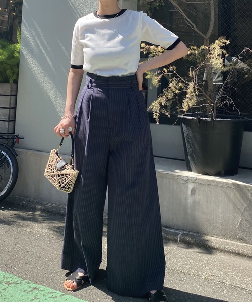 audrey and john wad（オードリーアンドジョンワッド）の「【Audrey and John Wad】オーガニックコットンリンガーTシャツ -手洗い可-（Tシャツ/カットソー・レディース・モカ/ホワイト/グレイッシュブルー/ブラック・FREE）」の21枚目の写真