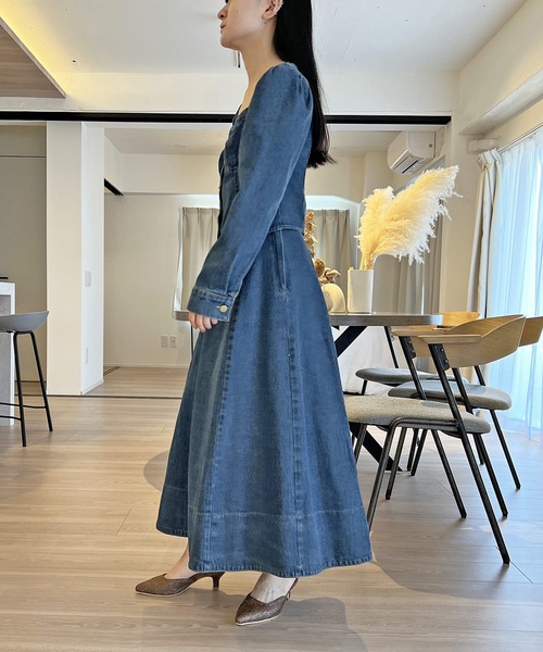 Jewelobe（ジュエローブ）の「ビスチェジャケット×フレアスカート デニムセットアップ（セットアップ・レディース・ネイビー・S/M）」の9枚目の写真
