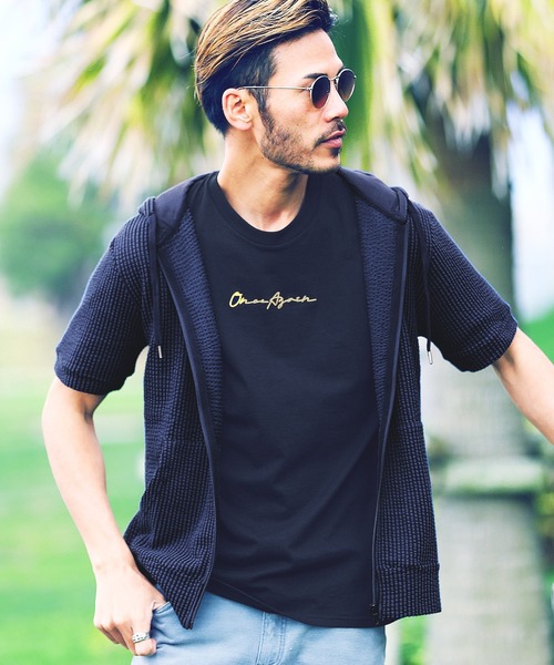 jiggys shop（ジギーズショップ）の「カットサッカー 半袖 ジップアップパーカー（パーカー・メンズ・ホワイト×グレー/ネイビー/ホワイト/ホワイト×ネイビー/ブラック・X-LARGE/LARGE/MEDIUM）」の5枚目の写真