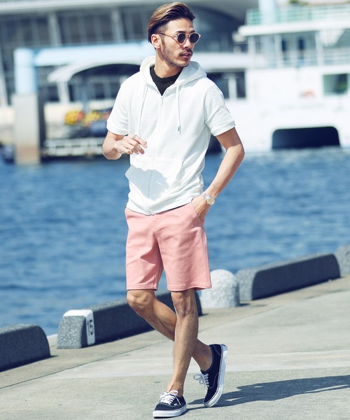 jiggys shop（ジギーズショップ）の「カットサッカー 半袖 ジップアップパーカー（パーカー・メンズ・ホワイト×グレー/ネイビー/ホワイト/ホワイト×ネイビー/ブラック・X-LARGE/LARGE/MEDIUM）」の11枚目の写真