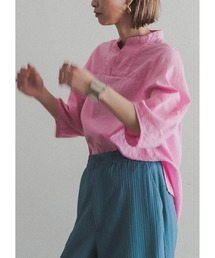 FIL DE FER | 製品染コットンリネン　ハイネックブラウス(シャツ/ブラウス)