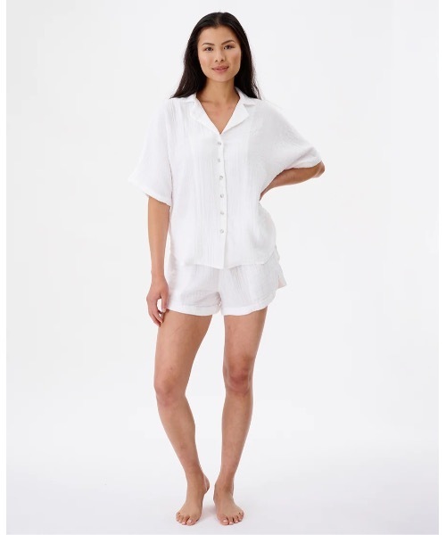 rip curl（リップカール）の「【RIPCURL（リップカール）】PREMIUM SURF S/S SHIRT/レディースコットンダブルガーゼオープンカラー半袖シャツ（シャツ/ブラウス・レディース・ホワイト/ブラック・SMALL/X-SMALL/MEDIUM）」の11枚目の写真