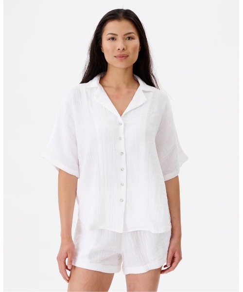 rip curl（リップカール）の「【RIPCURL（リップカール）】PREMIUM SURF S/S SHIRT/レディースコットンダブルガーゼオープンカラー半袖シャツ（シャツ/ブラウス・レディース・ホワイト/ブラック・SMALL/X-SMALL/MEDIUM）」の22枚目の写真