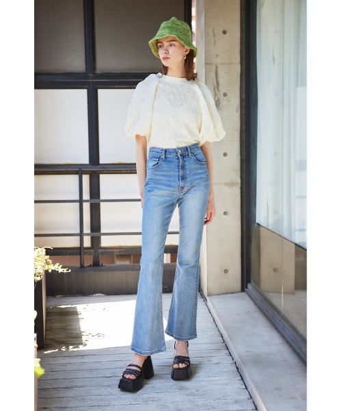 SLY（スライ）の「CUT LACE PUFF SLEEVE TOPS カットレース