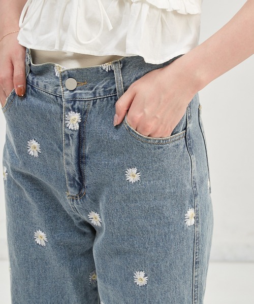 【極美品】ウラジョンソン　オールインワン　ストレートパンツ　花柄　刺繍　タッセル 楽天市場】ロングパンツ ボタニカル柄 ブーツカット 日本製 柄