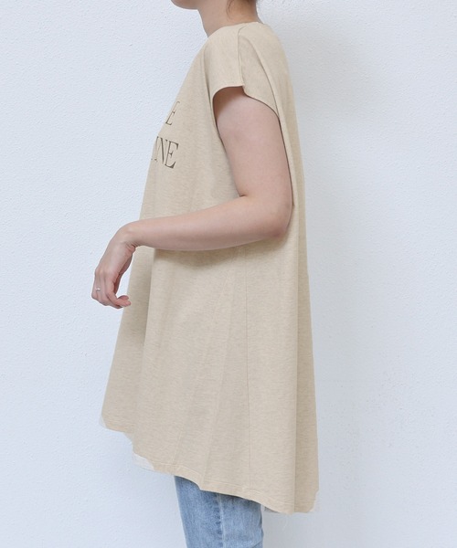 andme(アンドミー)の「ロゴプリントフレンチスリーブTシャツ(Tシャツ/カットソー・レディース・ブラック/オートミール/グレー/オフホワイト/ベージュ・M)」の9枚目の写真