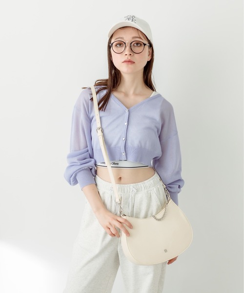 OLIVE des OLIVE（オリーブデオリーブ）の「チェーンハンドル付きホーボーバッグ　1031120220（ショルダーバッグ・レディース・アイボリー/ブラック・FREE）」の7枚目の写真