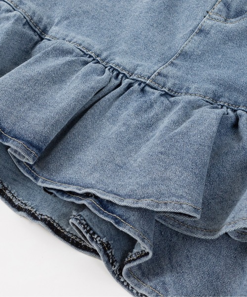 pumpkin port（パンプキンポート）の「デニムWフリル インパン付ミニスカート（デニムスカート・レディース・ブルー/ネイビー・SMALL/LARGE/MEDIUM）」の10枚目の写真