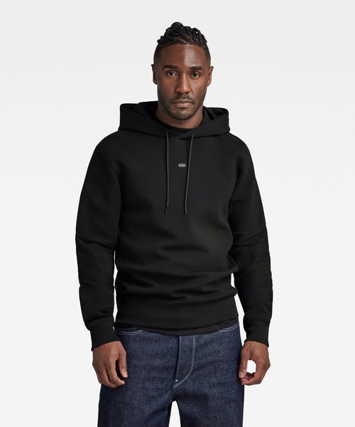 G-STAR（ジースター）の「MOTO HOODED SWEATER/ワンポイント/ロゴパーカー（パーカー・メンズ・グレー/ダークブラック・MEDIUM/SMALL/LARGE/X-SMALL/X-LARGE）」の2枚目の写真