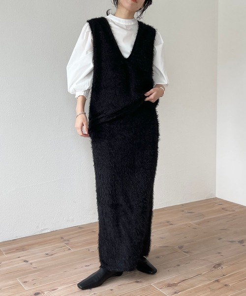 wee9s（ウィークス）の「mop vest / モップベスト（ベスト・レディース・アイボリー/ブラック・FREE）」の12枚目の写真