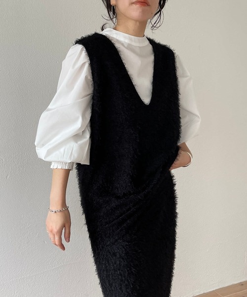 wee9s（ウィークス）の「mop vest / モップベスト（ベスト・レディース・アイボリー/ブラック・FREE）」の10枚目の写真