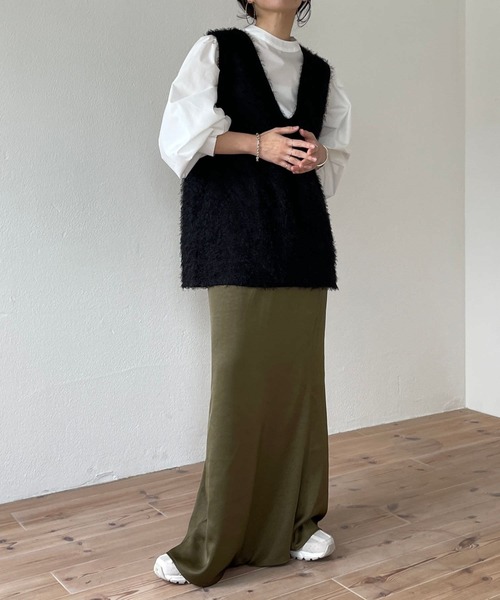 wee9s（ウィークス）の「mop vest / モップベスト（ベスト・レディース・アイボリー/ブラック・FREE）」の9枚目の写真