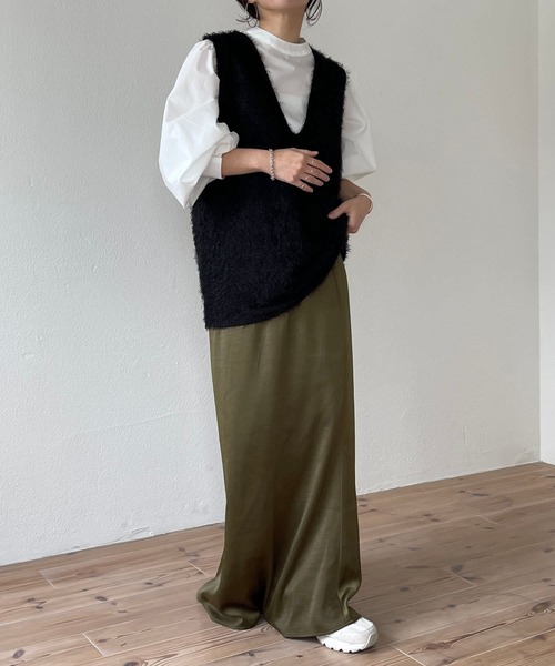wee9s（ウィークス）の「mop vest / モップベスト（ベスト・レディース・アイボリー/ブラック・FREE）」の7枚目の写真