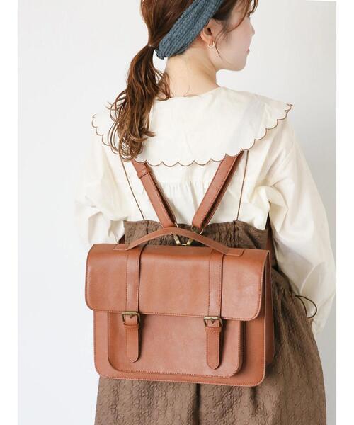 ehka sopo（エヘカソポ）の「3WAYサッチェルバッグ（ハンドバッグ・レディース・キャメル/ボルドー/ブラウン・F）」の3枚目の写真