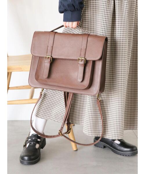 ehka sopo（エヘカソポ）の「3WAYサッチェルバッグ（ハンドバッグ・レディース・キャメル/ボルドー/ブラウン・F）」の2枚目の写真