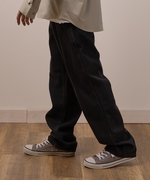 TIMELY WARNING（タイムリーワーニング）の「ワンタックルーズデニムパンツ/ワイドテーパード/ワイドシルエット（デニムパンツ・メンズ・ブラック/ブルー/ブラック系その他・XL/M/L）」の5枚目の写真