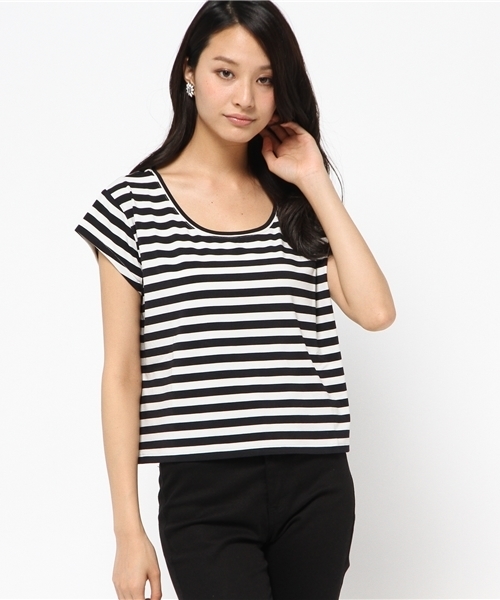 AZUL by moussy(アズールバイマウジー)の「ファイン40/-TRPu天竺クロプド半袖PO(Tシャツ/カットソー・レディース・カーキ系/オフホワイト/ブラック系その他/ブラック・MEDIUM/LARGE/SMALL)」の14枚目の写真