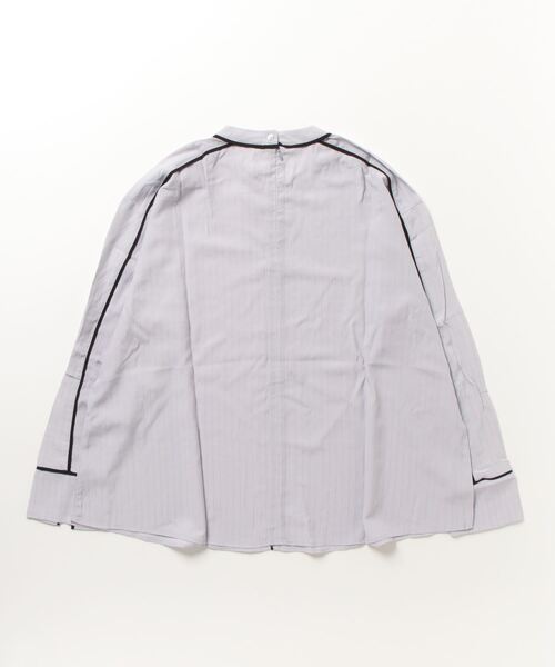 オンワンズオン On One's Own パイピングシャドーストライプ長袖ブラウス （PURPLE） オンワンズオン On One's Own パイピングシャドーストライプ長袖