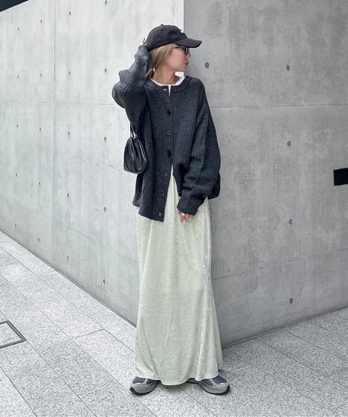 feepur クラッシュベロアマーメイドスカート　ブラック feepur スカート 「TALLサイズあり」クラッシュベロアマーメイド