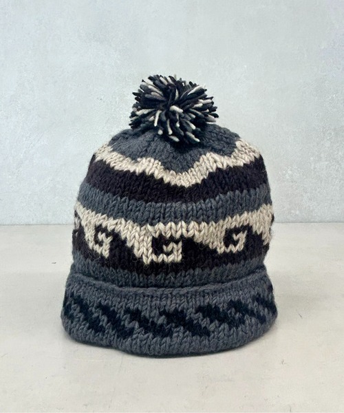 CPCM（シーピーシーエム）の「ハンドニットボンボンニット帽B（ニットキャップ/ビーニー・メンズ・グレー・FREE）」の3枚目の写真