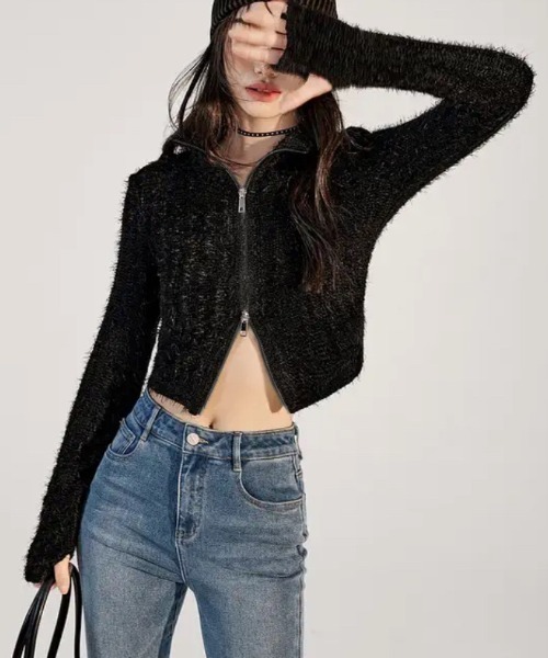 タグ付き新品未使用 glamLips シャギー KNIT ダブル コート