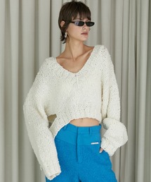 PRANK PROJECT | 【23WINTER PRE ORDER】Vネックスラブショートニット / V-neck Slab Short Knit(ニット/セーター)
