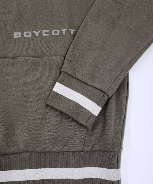 BOYCOTT(ボイコット)の「【BOYCOTT:ボイコット】ラインリブパーカー/10oz(オンス)裏起毛ヘビーウェイトプルオーバーパーカー・フーディ(パーカー・メンズ・グレー/カーキ・X-LARGE/LARGE/MEDIUM)」の13枚目の写真