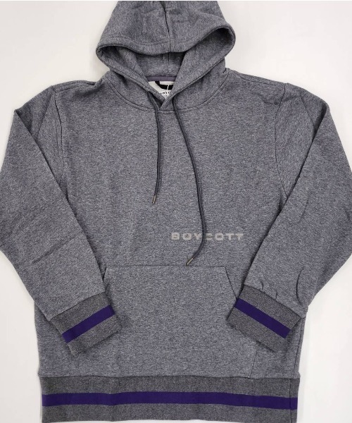 BOYCOTT(ボイコット)の「【BOYCOTT:ボイコット】ラインリブパーカー/10oz(オンス)裏起毛ヘビーウェイトプルオーバーパーカー・フーディ(パーカー・メンズ・グレー/カーキ・X-LARGE/LARGE/MEDIUM)」の5枚目の写真