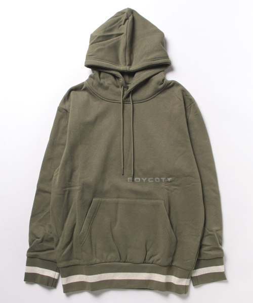 BOYCOTT(ボイコット)の「【BOYCOTT:ボイコット】ラインリブパーカー/10oz(オンス)裏起毛ヘビーウェイトプルオーバーパーカー・フーディ(パーカー・メンズ・グレー/カーキ・X-LARGE/LARGE/MEDIUM)」の12枚目の写真