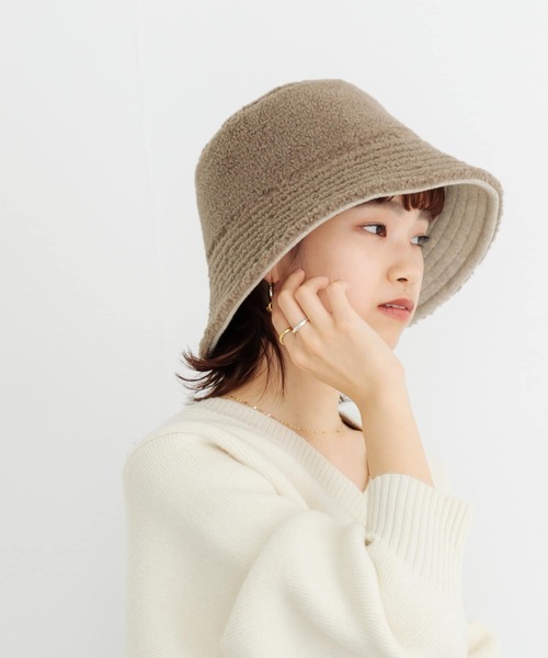 URBAN RESEARCH（アーバンリサーチ）の「リバーシブルボアバケットハット（ハット・レディース・ベージュ/ブラック・FREE）」の10枚目の写真