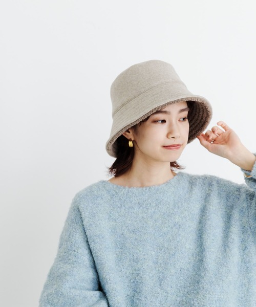 URBAN RESEARCH（アーバンリサーチ）の「リバーシブルボアバケットハット（ハット・レディース・ベージュ/ブラック・FREE）」の4枚目の写真