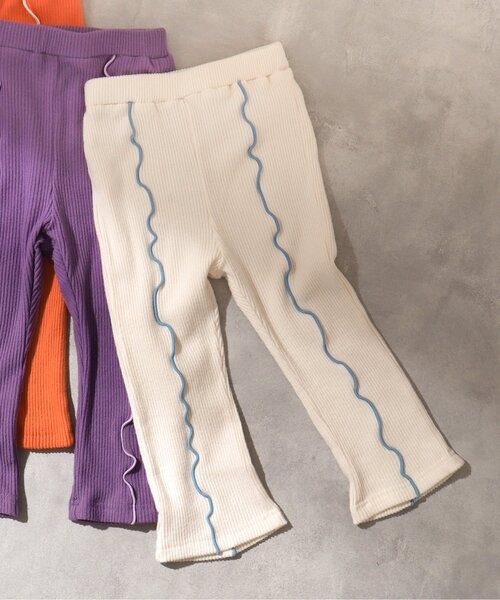 apres les cours(アプレレクール)の「【WEB限定】あったかメロー配色リブレギンス(レギンス/スパッツ・キッズ・パープル/オレンジ/アイボリー・100/140/130/90/80/120/110)」の2枚目の写真