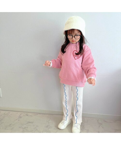 apres les cours(アプレレクール)の「【WEB限定】あったかメロー配色リブレギンス(レギンス/スパッツ・キッズ・パープル/オレンジ/アイボリー・100/140/130/90/80/120/110)」の4枚目の写真