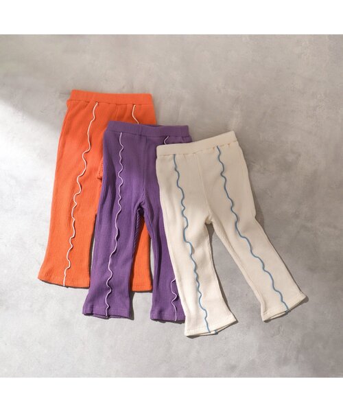 apres les cours(アプレレクール)の「【WEB限定】あったかメロー配色リブレギンス(レギンス/スパッツ・キッズ・パープル/オレンジ/アイボリー・100/140/130/90/80/120/110)」の8枚目の写真