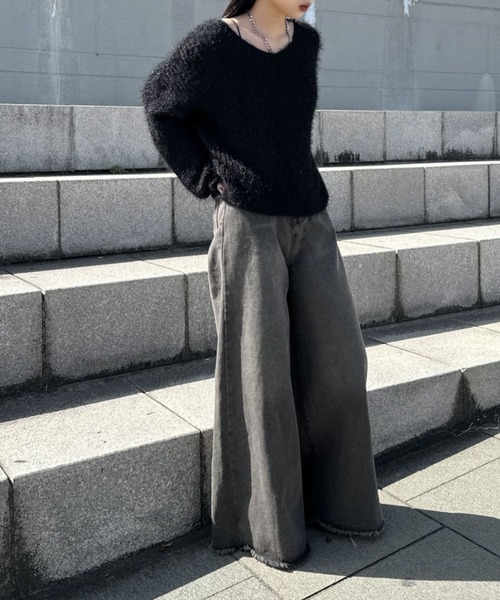 LVEU.(ラブユ.)の「【LVEU.】ヴィンテージライクワイドデニムパンツ / ボトムス パンツ デニム ワイド ルーズ オーバーサイズ 色落ち ヴィンテージ ブラック(デニムパンツ・レディース・ブラック・FREE)」の17枚目の写真