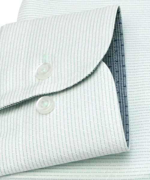 TOKYO SHIRTS(トウキョウシャツ)の「形態安定ノーアイロン ボタンダウン 長袖ビジネスワイシャツ(ビジネスシャツ・メンズ・グリーン・首回り45cm-裄丈90cm/首回り47cm-裄丈86cm/首回り42cm-裄丈90cm/首回り45cm-裄丈82cm/首回り47cm-裄丈90cm/首回り43cm-裄丈90cm/首回り39cm-裄丈88cm/首回り45cm-裄丈86cm)」の3枚目の写真