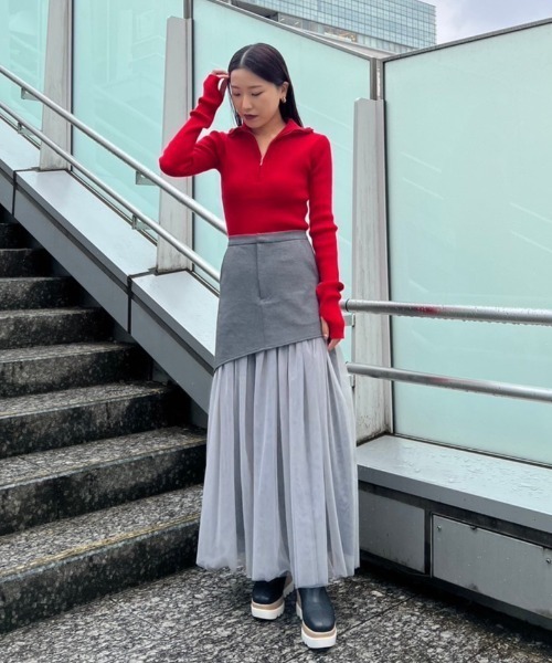 AMAIL(アマイル)の「Hipup tulle skirt(スカート・レディース・グレー/ブラック・M/S)」の4枚目の写真